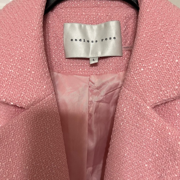 NWOT Endless Rose Tweed Pink Blazer with Notched Lapels - Picture 3 of 5